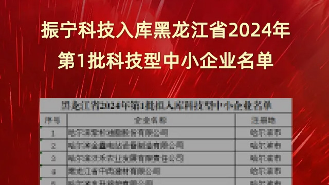 喜報(bào)！振寧科技入庫黑龍江省2024年第1批科技型中小企業(yè)名單